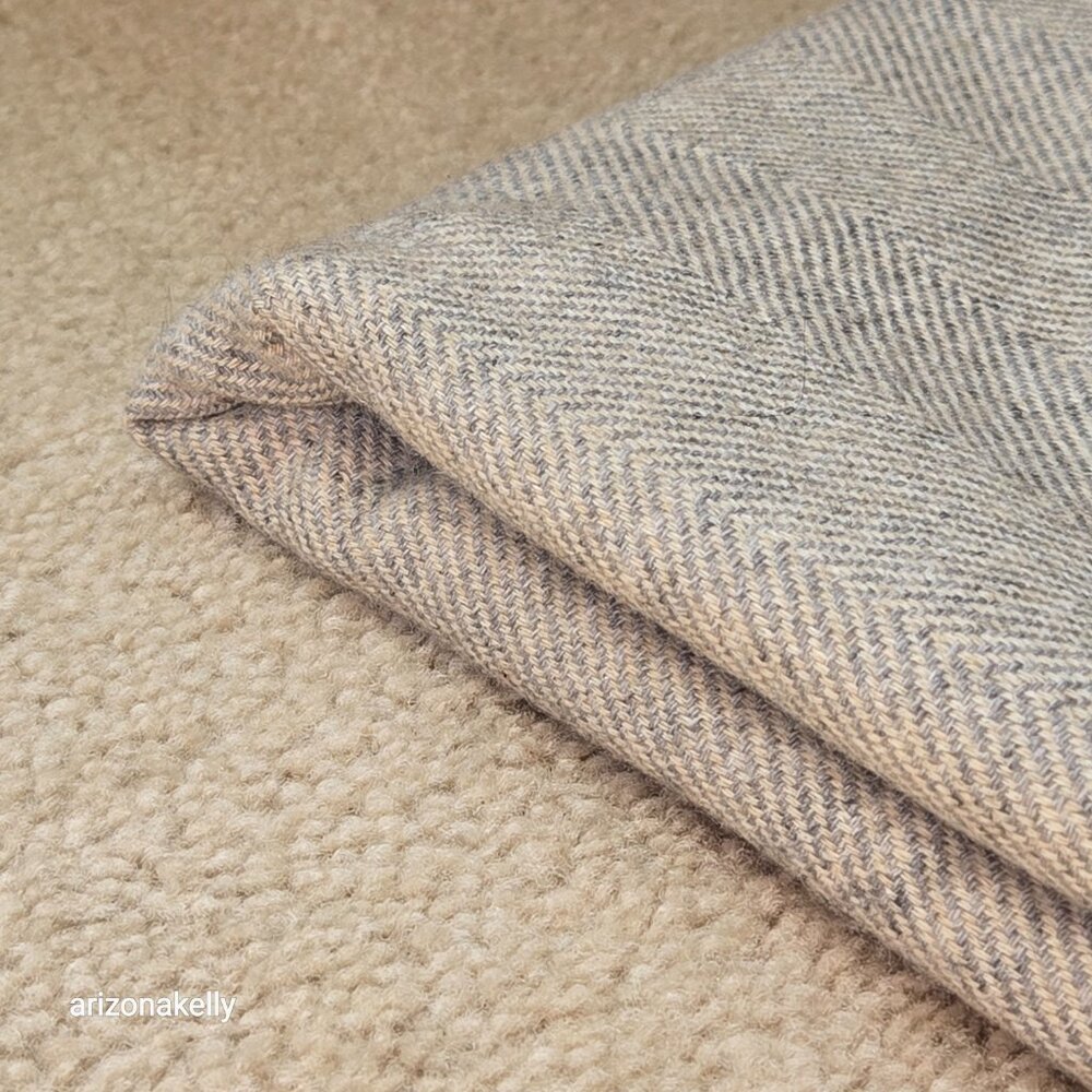 Cashmere Wool Herringbone Scarf Classic Grey Taupe Flawless - Picture 11 of 14